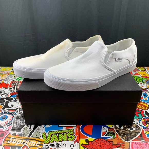 Vans Shoes - Vans Slip On All White Sneakers Size 10 Womens
